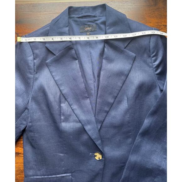 *Never Worn* Quince Navy Blue 100% Linen Blazer Women's Small (Highly Rated) - Picture 9 of 10